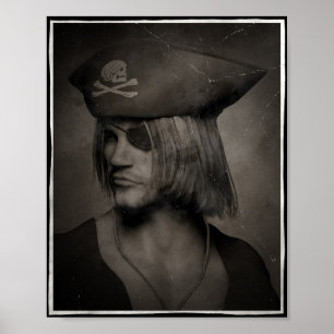 Póster Capitán Portrait - efecto antiguo del pirata