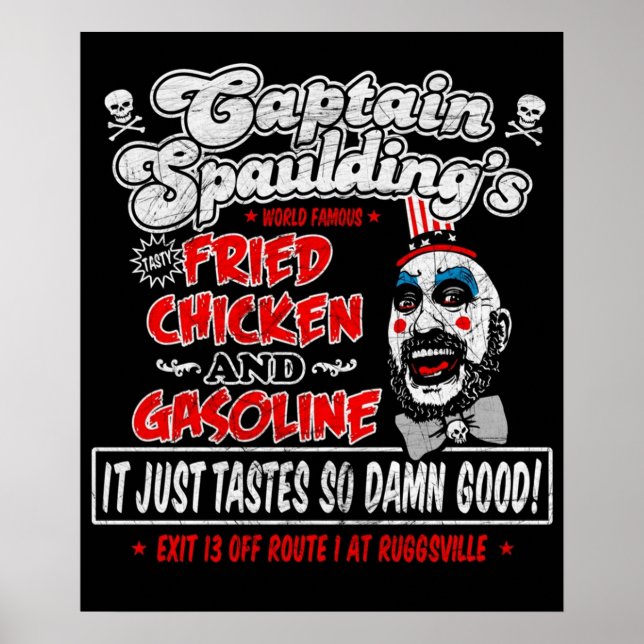 Póster Capitán Spaulding Gasolina de pollo frito (Frente)