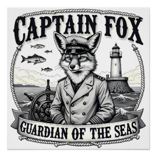Póster Capitán Zorro Guardián de los Mares Diseño Náutico