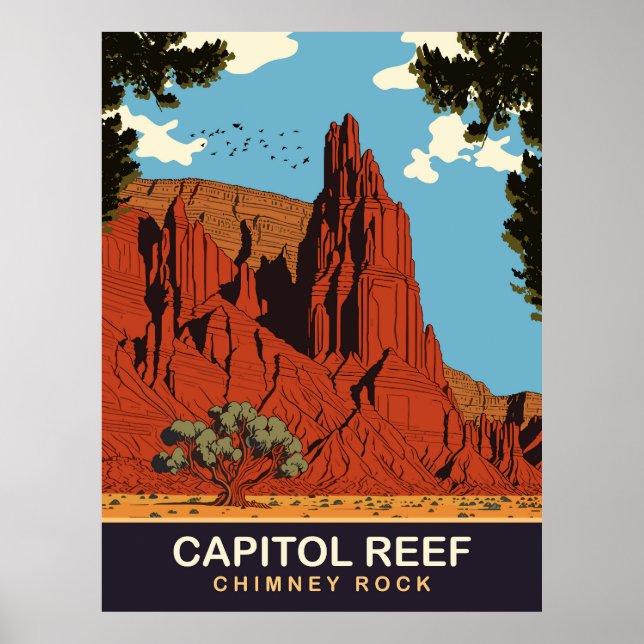 Póster Capitol Reef, Chimney Rock, Travel (Frente)