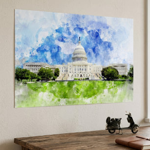 Póster Capitolio de los Estados Unidos en Washington DC A