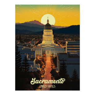 Póster Capitolio Estatal de California Sacramento Travel
