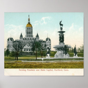 Póster Capitolio Estatal, Hartford CT 1907 Vintage