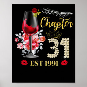 Póster Capítulo 31 Años EST 1991 31º cumpleaños Rosa Roja