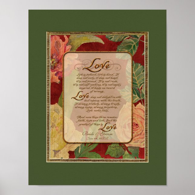 Póster Capítulo de amor contemporáneo 1 Corinthians 13 (Frente)