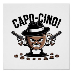 Póster ¡Capo-cino! Gángster del café con pistolas duales