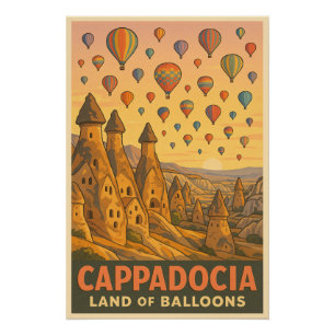 Póster Cappadocia - Globos sobre chimeneas de hadas