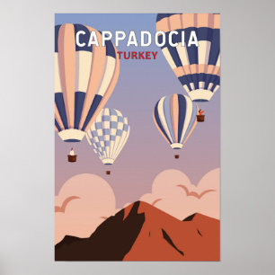 Póster Cappadocia Turquía Viaje retro Vintage