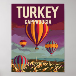 Póster Cappadocia Turquía Vintage Famous Travel Place