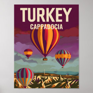 Póster Cappadocia Turquía Vintage Famous Travel Place