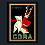 Póster Cappiello Art Deco "Cora" Spumanti Print 12 x 16<br><div class="desc">Colorido anuncio Art Deco Cora Spumanti de Leonetto Cappiello</div>