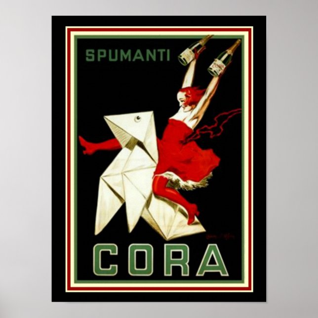 Póster Cappiello Art Deco "Cora" Spumanti Print 12 x 16 (Frente)