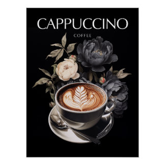 Póster Cappuccino con elegancia floral
