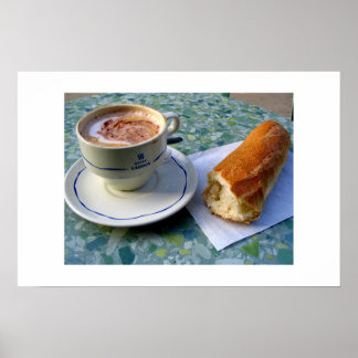 Póster Cappuccino y Baguette