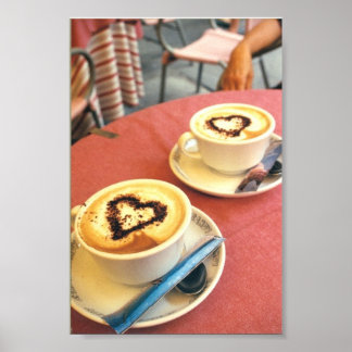 Póster Cappucino en Cortona Italia Cafe italiano Corazón
