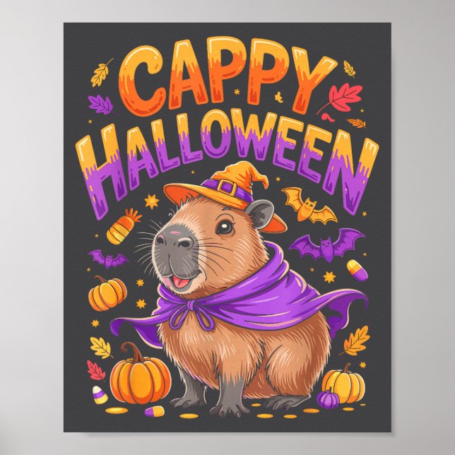 Póster Cappy Halloween Capybara Witch  (Frente)