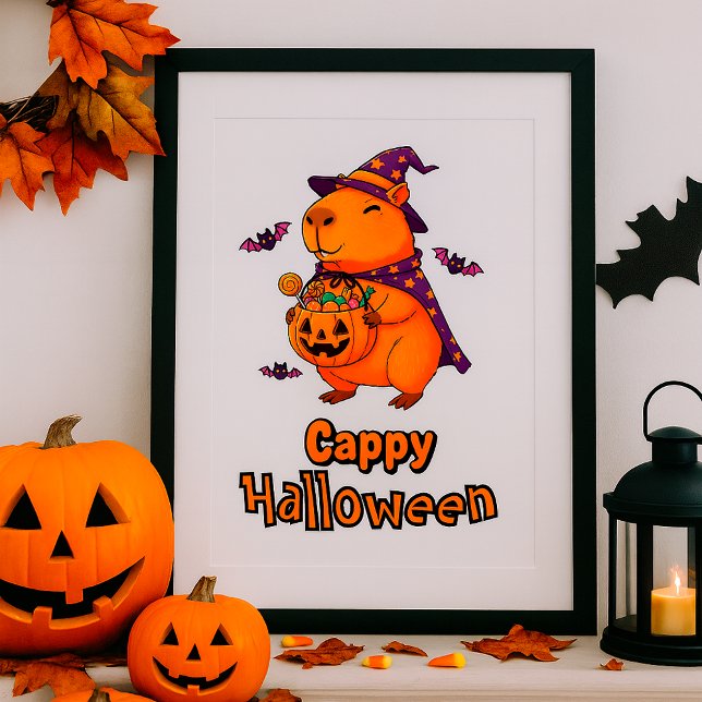Póster Cappy Halloween Funny Capybara Bruja Spookee Cute (Subido por el creador)