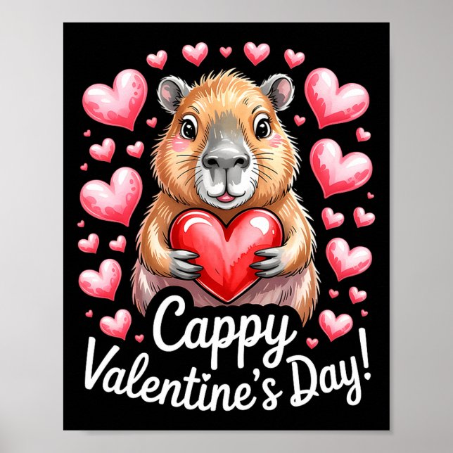 Póster Cappy Valentine’s Day Cute Capybara Heart Design P (Frente)