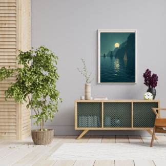 Póster Capri by Moonlight – Vintage Mediterranean Night 