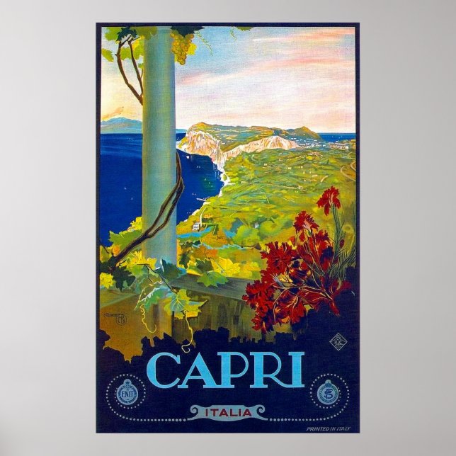Póster Capri, costa, mar, Italia, riviera italiana (Frente)