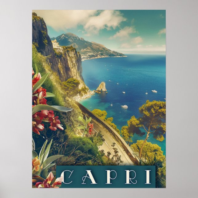 Póster Capri, Italia Italia Viaje de cosecha (Frente)