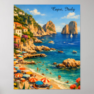 Póster Capri Italia Playa Vintage Marina Piccola