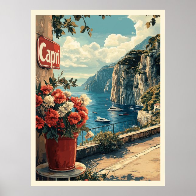 Póster Capri, Italia Vintage (Frente)