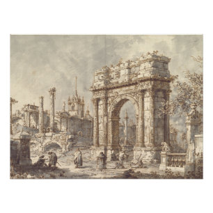 Póster Capriccio con arco triunfal romano