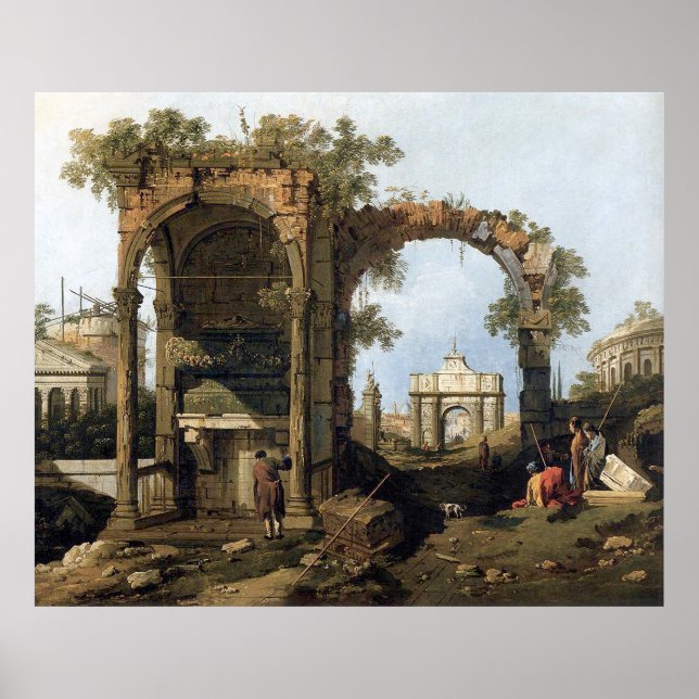 Póster Capriccio con ruinas y edificios clásicos (Frente)