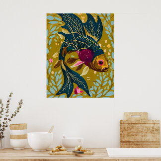 Poster caprichoso de peces de colores - Arte inspi
