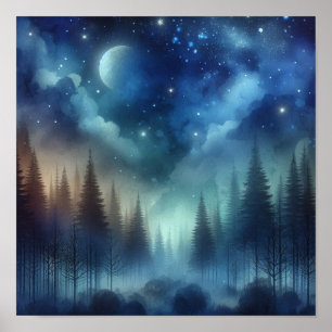 Póster caprichoso del bosque crepuscular para el r
