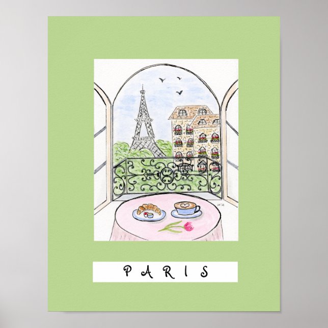 Póster Caprichoso París y Torre Eiffel "PARÍS" (Frente)