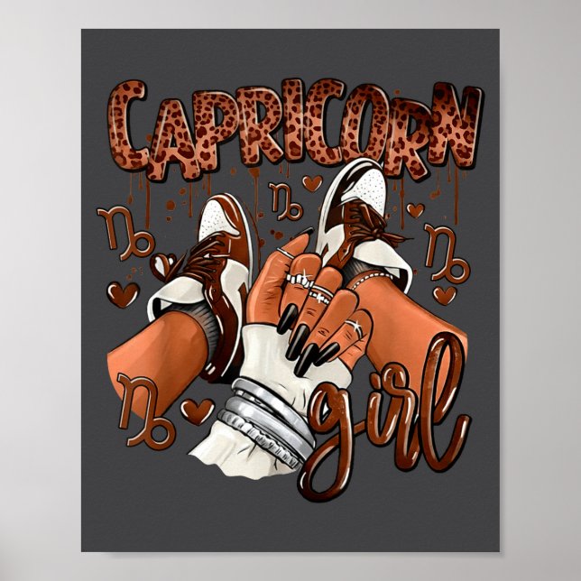 Póster Capricorn Girl Birthday Afro Queen Sneakers Zodiac (Frente)