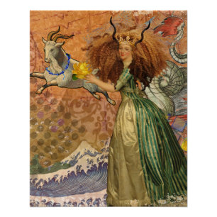 Póster Capricorn Mujer Goat Whimsical Fun