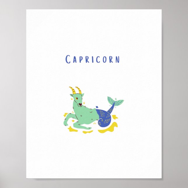 Póster Capricorn rosa, zodiaco, estampado de estrellas (Frente)