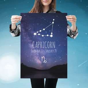 Póster Capricornio   Constelación zodiaca personalizada