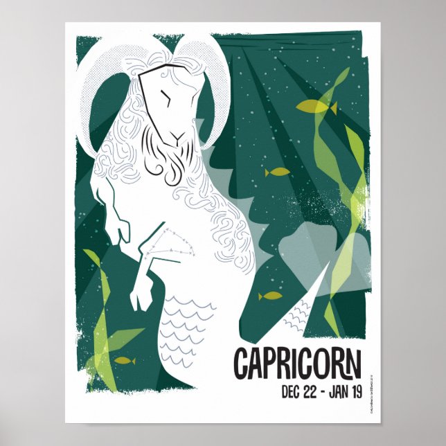 Póster Capricornio de la cabra del mar Zodiac (Frente)