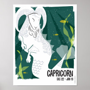 Póster Capricornio el zodiaco de la cabra del mar