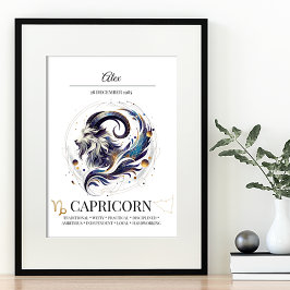 Póster Capricornio Personalizado Elegante Agua Zodiaca