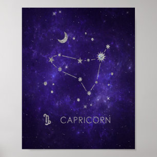 Póster Capricornio púrpura Zodiac   Horoscopio astrológic