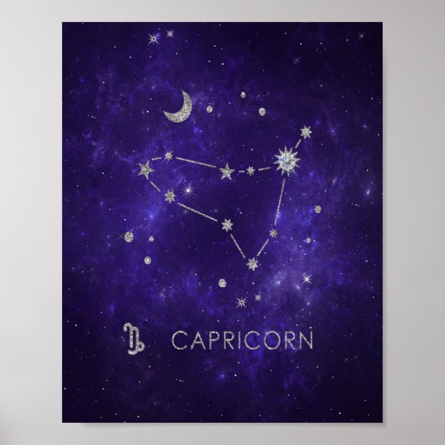 Póster Capricornio púrpura Zodiac | Horoscopio astrológic (Frente)