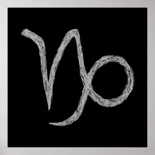 Póster Capricornio. Rótulo Astrológico Zodiaco. Negro