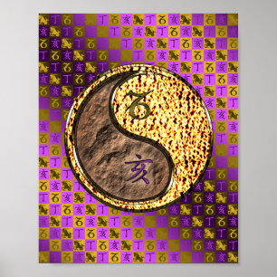 Póster Capricornio y barra de fuego