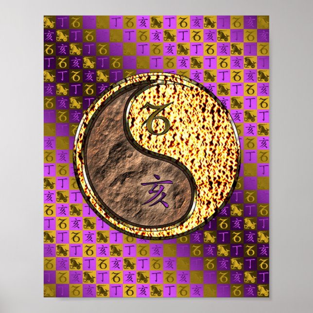 Póster Capricornio y barra de fuego (Frente)