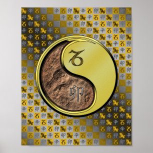 Póster Capricornio y conejo Metalizado