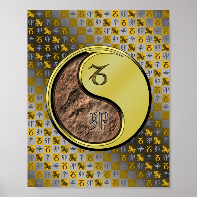 Póster Capricornio y conejo Metalizado (Frente)