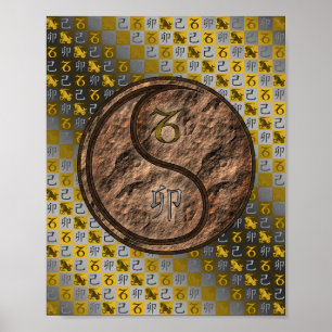 Póster Capricornio y conejo terrestre