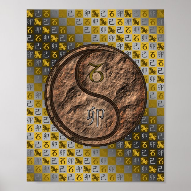 Póster Capricornio y conejo terrestre (Frente)