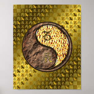 Póster Capricornio y dragón de fuego