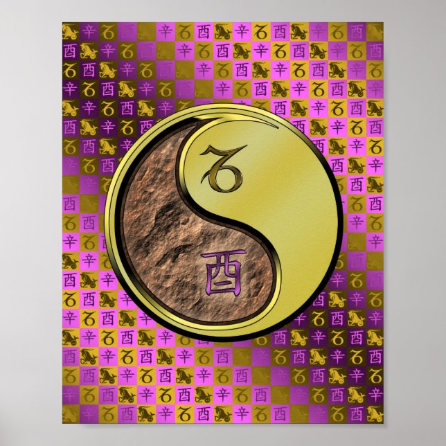 Póster Capricornio y gallo Metalizado (Frente)